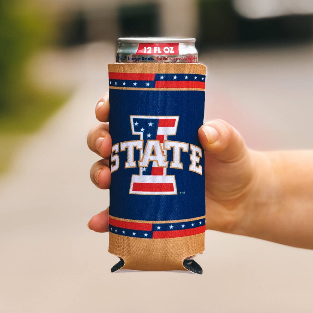 Patriotic I-State Cyclones Script 2-Sided Slim Can Cooler (12oz.)